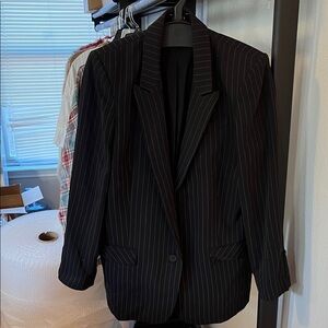 EXPRESS oversized menswear inspired Pinstripe one button Blazer